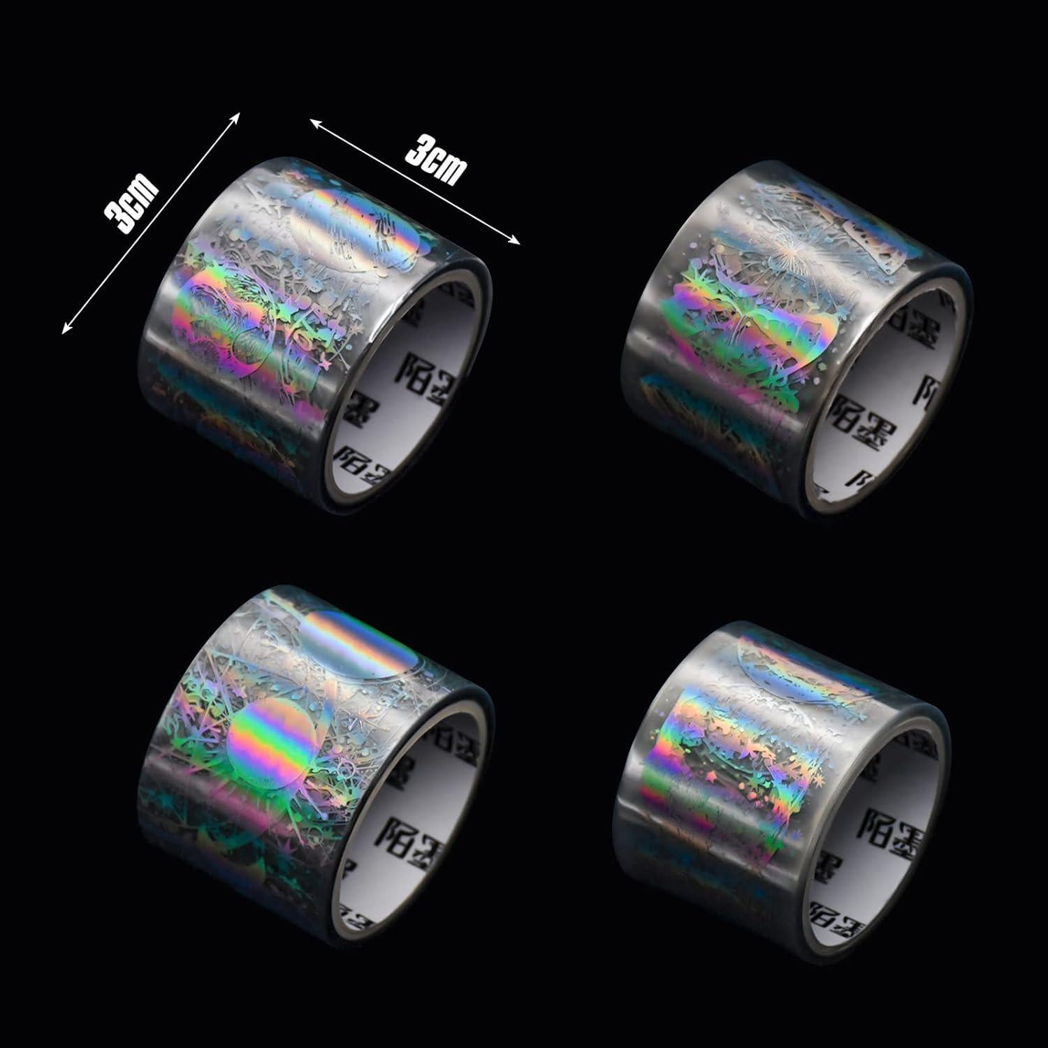 4 Rollos de Cinta Holográfica PET BROVITI para Scrapbooking