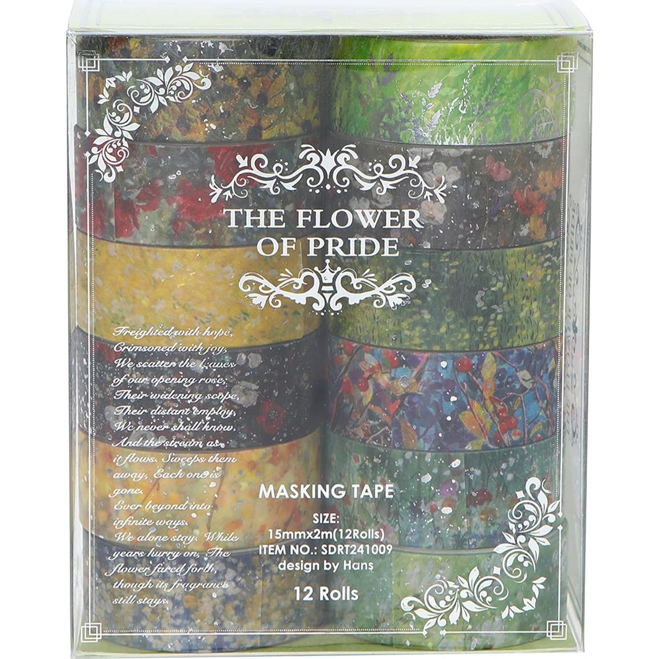 Set de 12 Rollos de Cinta Washi Floral Songdao 15mm x 2m