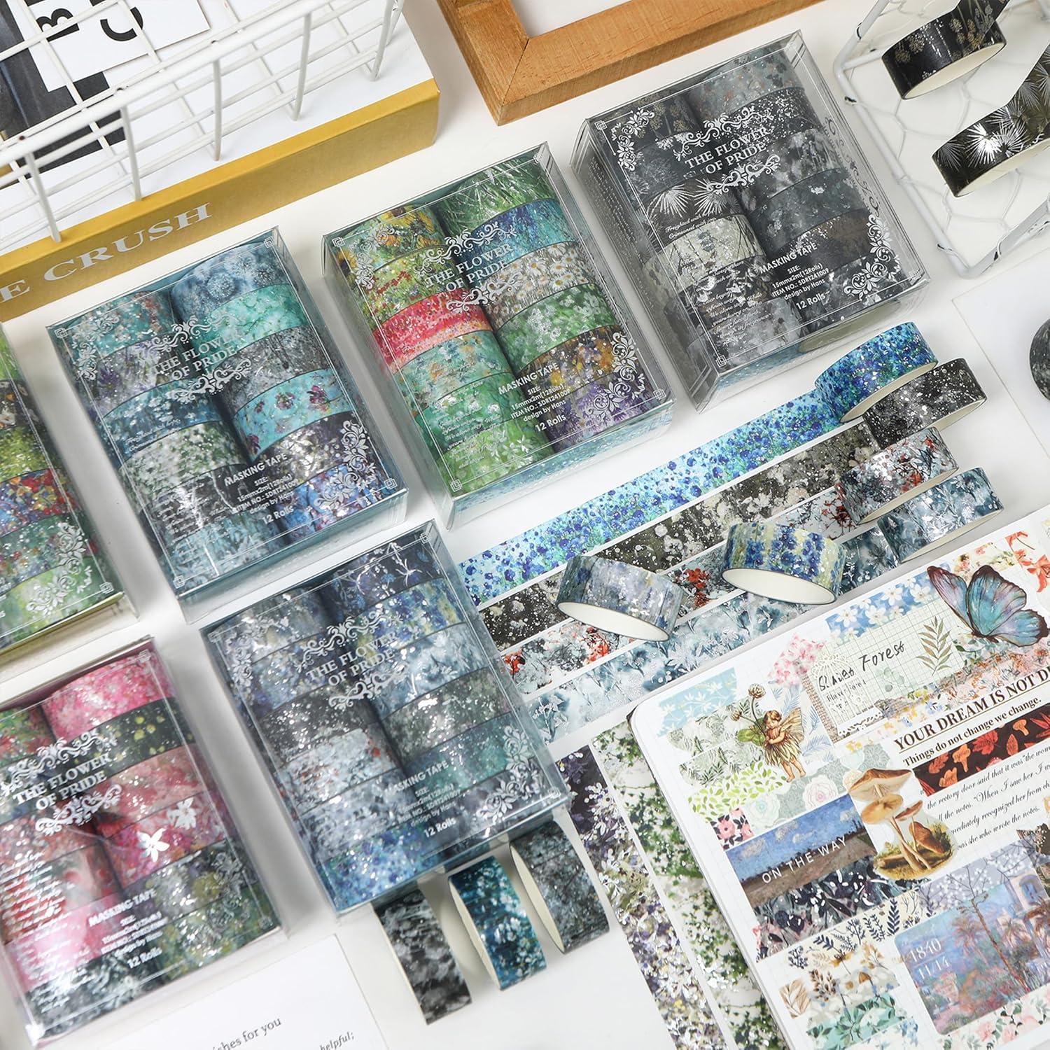 Set de 12 Rollos de Cinta Washi Floral Songdao 15mm x 2m