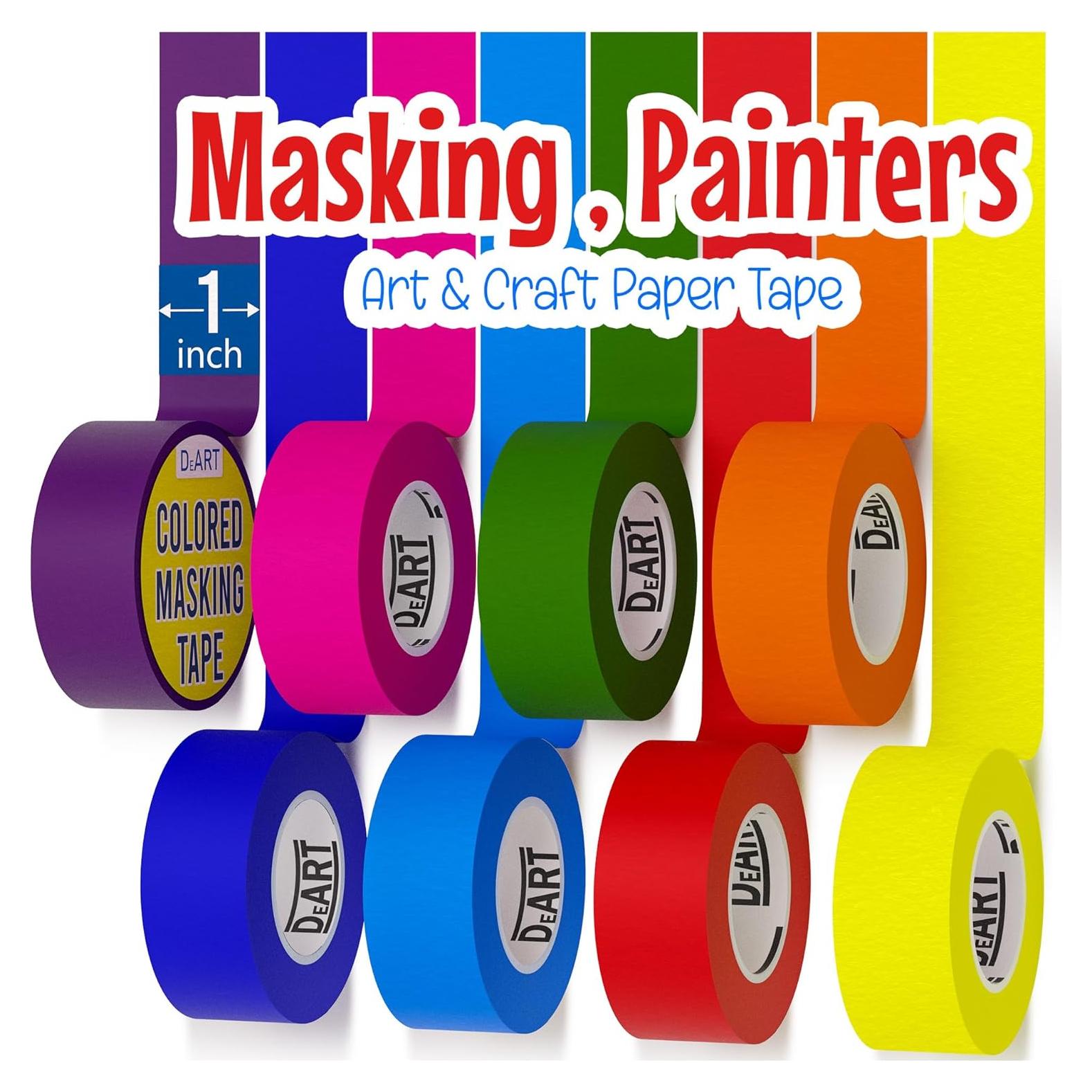Cinta de enmascarar de colores DEART 10 m x 2.54 cm 8 unidades