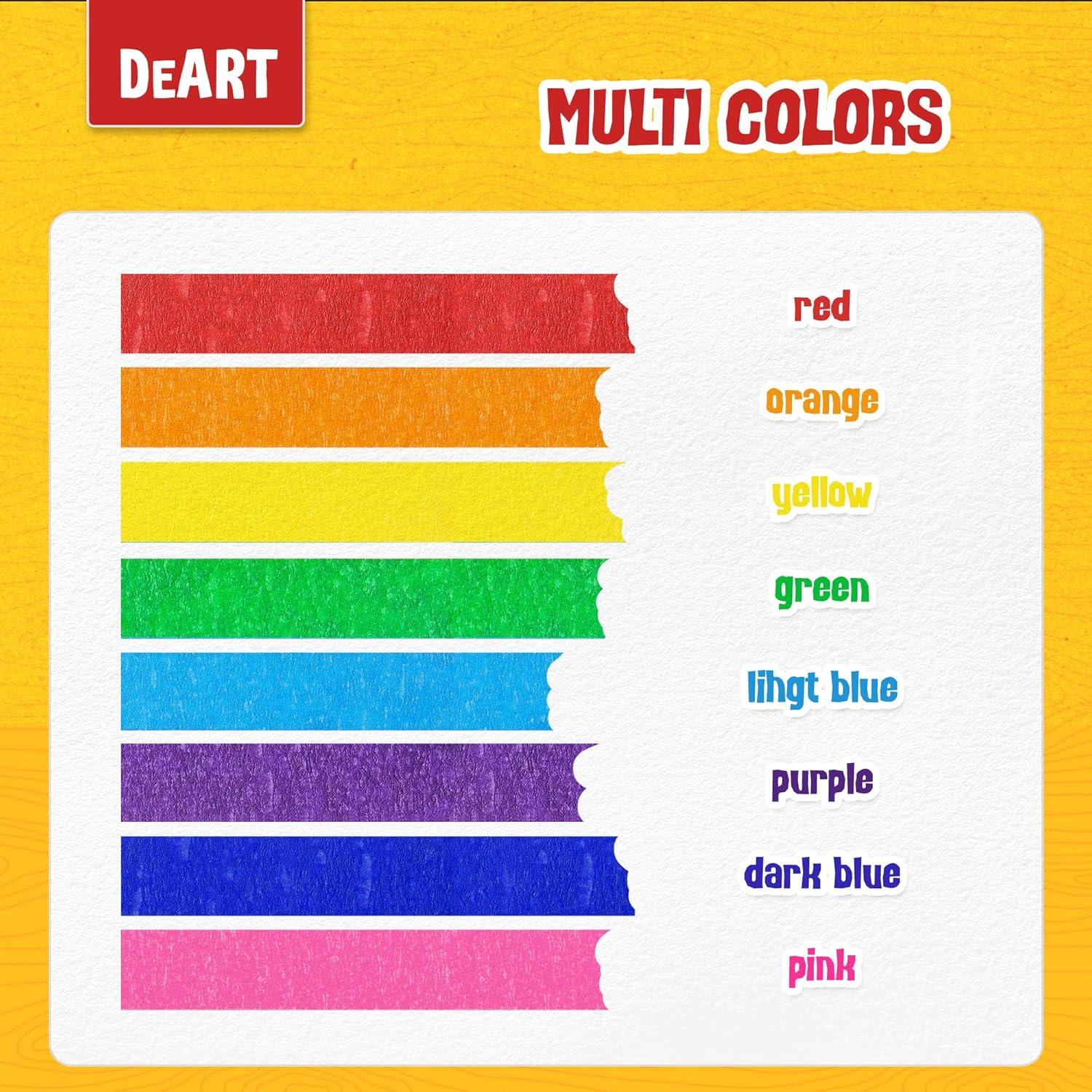 Cinta de enmascarar de colores DEART 10 m x 2.54 cm 8 unidades