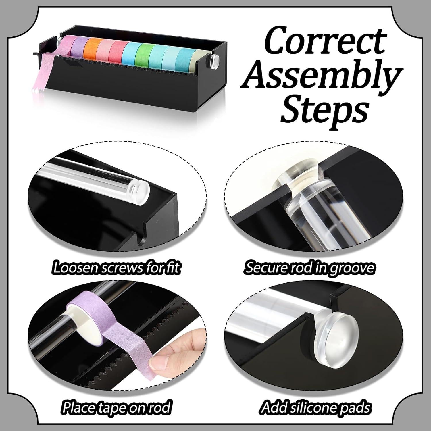 Dispensador de Cinta Washi Acrílico Faccito 18.4x8x5.4cm