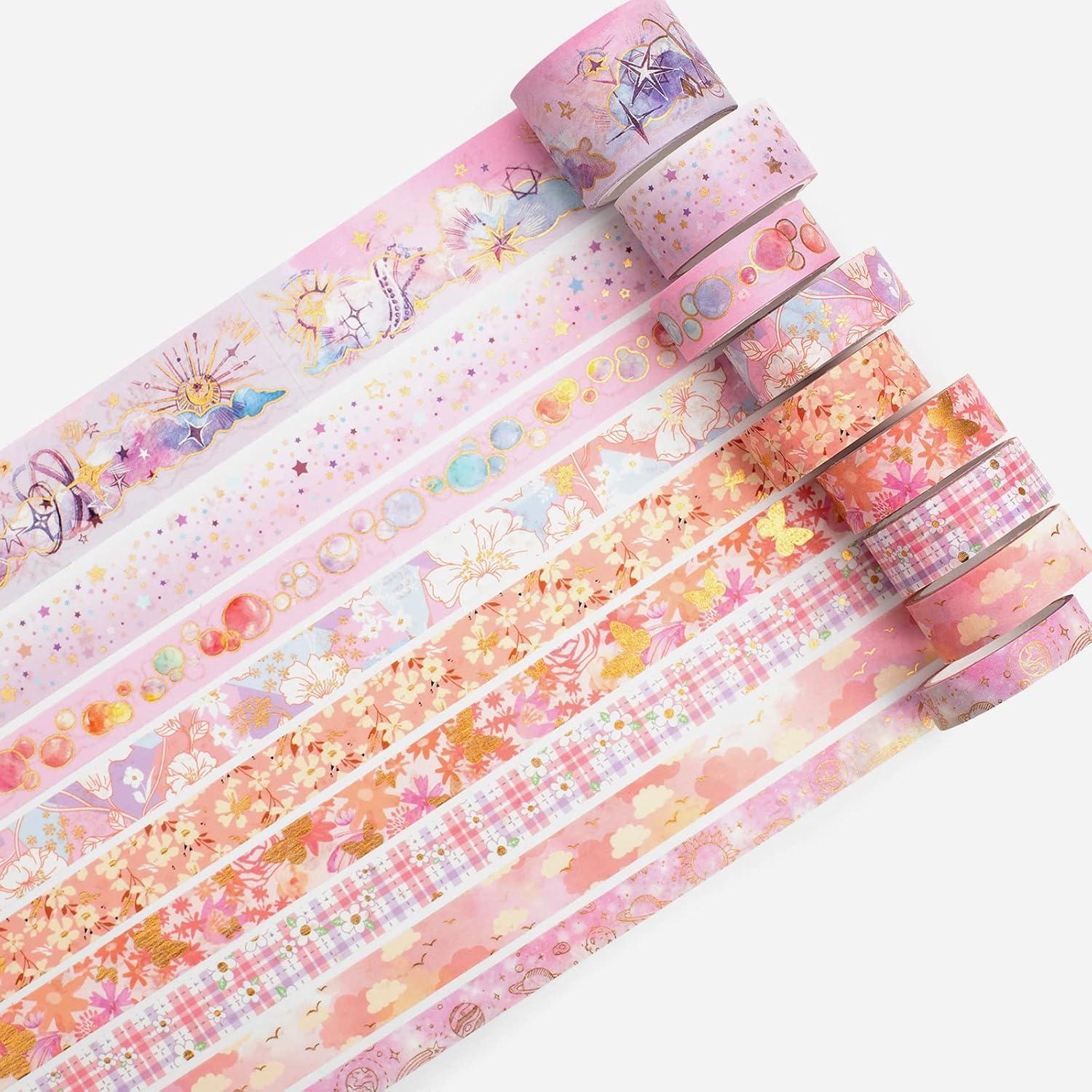 Set de Cintas Washi YUBBAEX 9 Rollos Decorativas 10-30mm