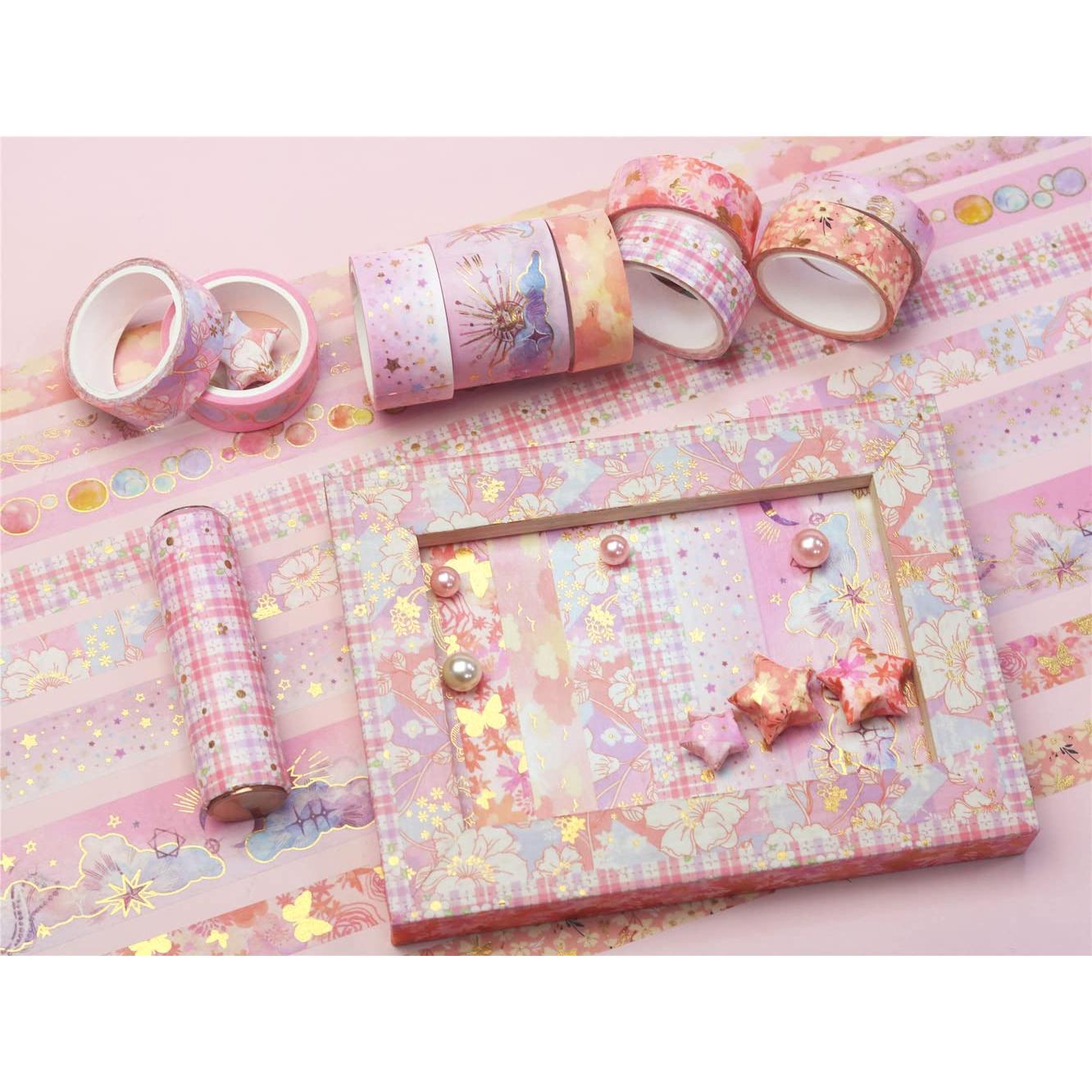 Set de Cintas Washi YUBBAEX 9 Rollos Decorativas 10-30mm