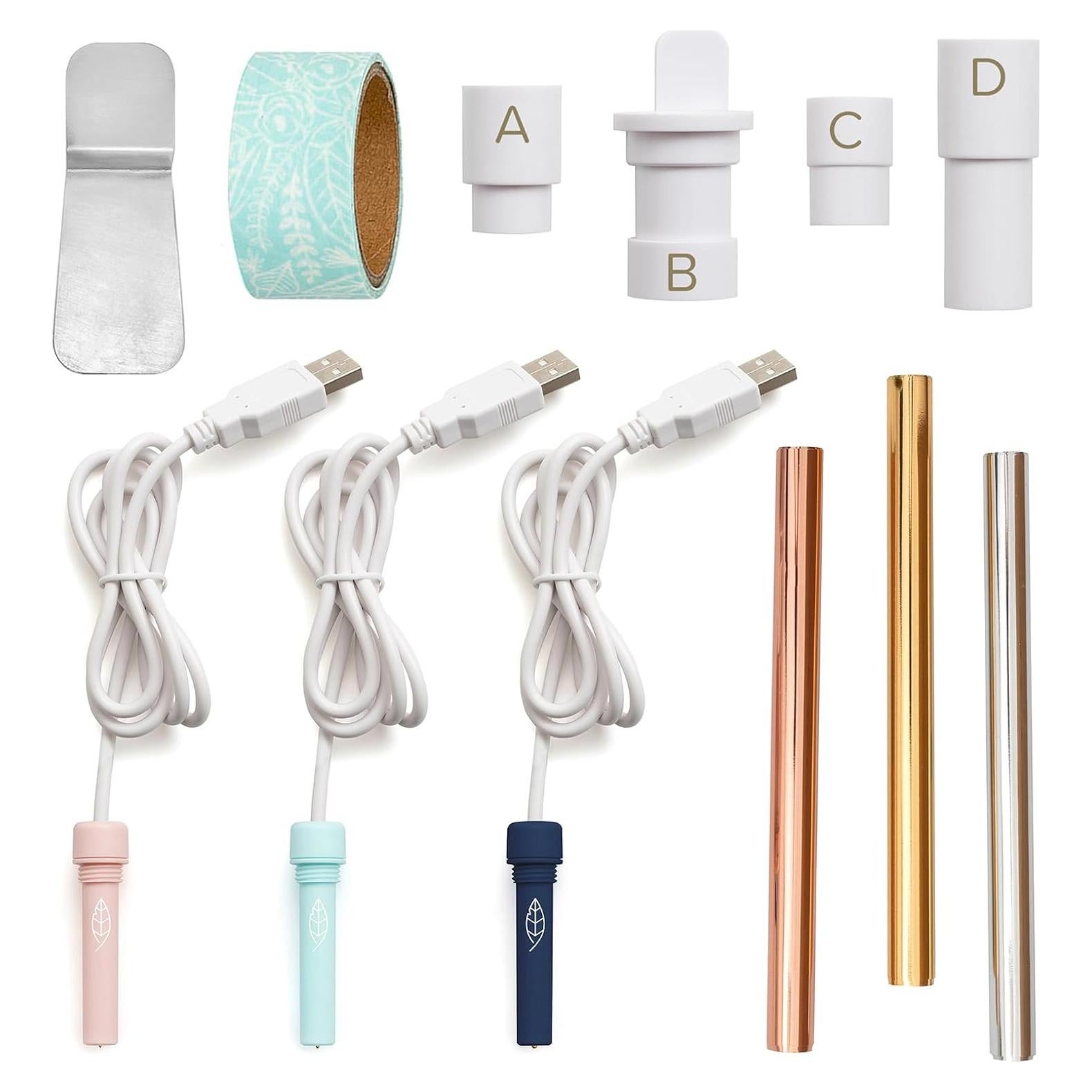 Kit de Inicio Foil Quill We R Memory Keepers - 3 Plumas, 4 Adaptadores, 3 Rollos de Foil