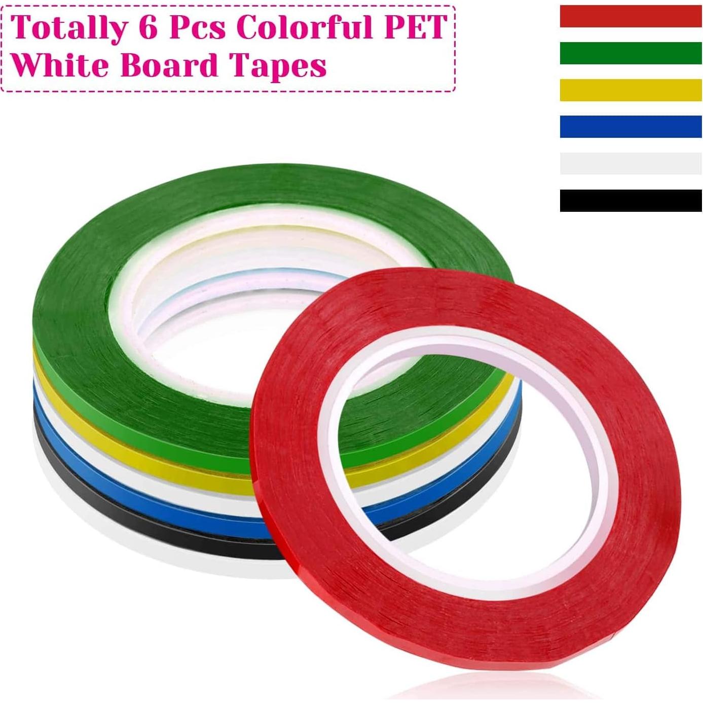 Cinta delgada para Pizarra Blanca Cridoz 6 Rollos 0.32 cm