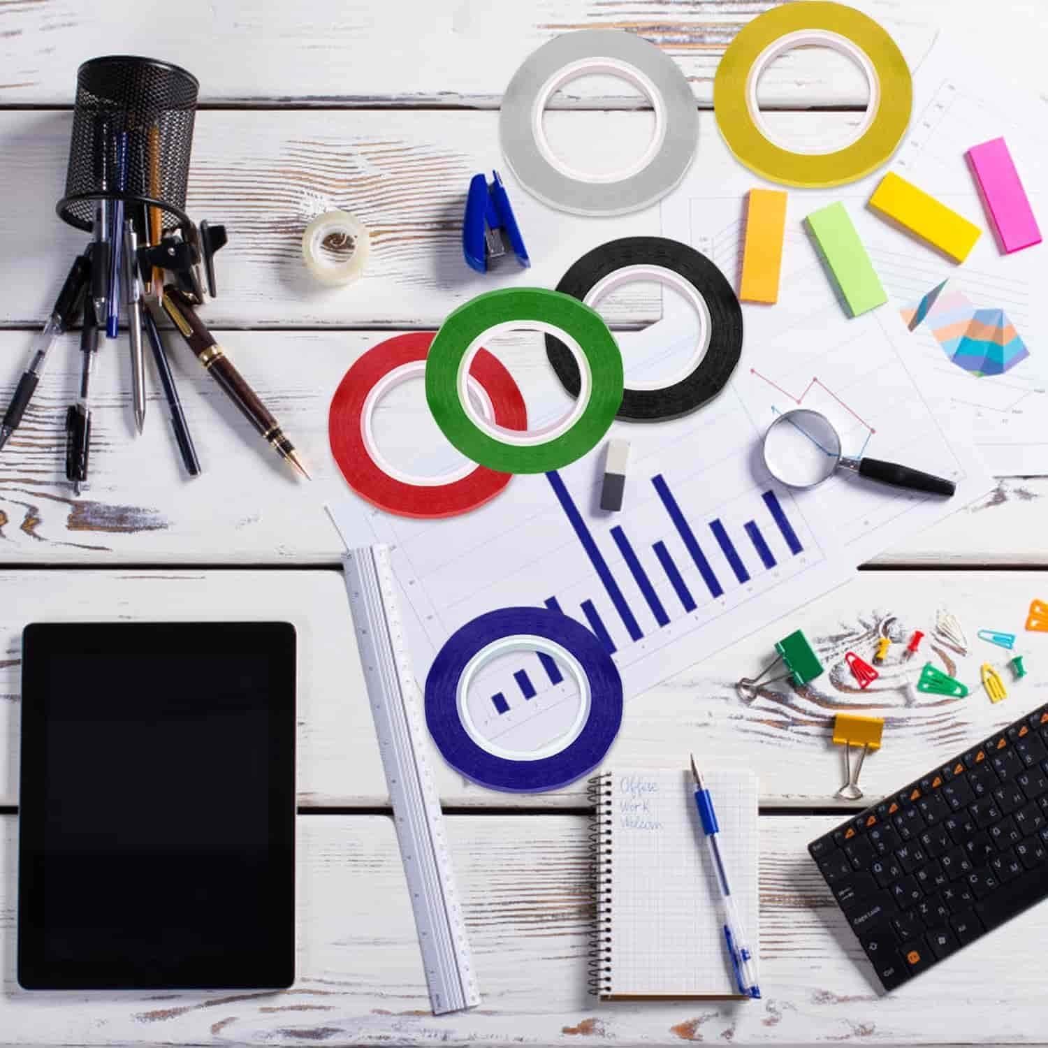 Cinta delgada para Pizarra Blanca Cridoz 6 Rollos 0.32 cm