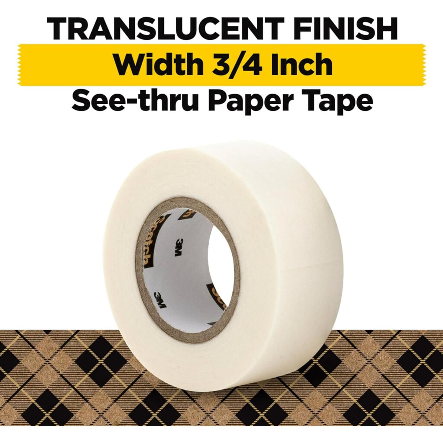 Cinta de papel Scotch translúcida 1.9 cm x 152.4 m, 2 rollos