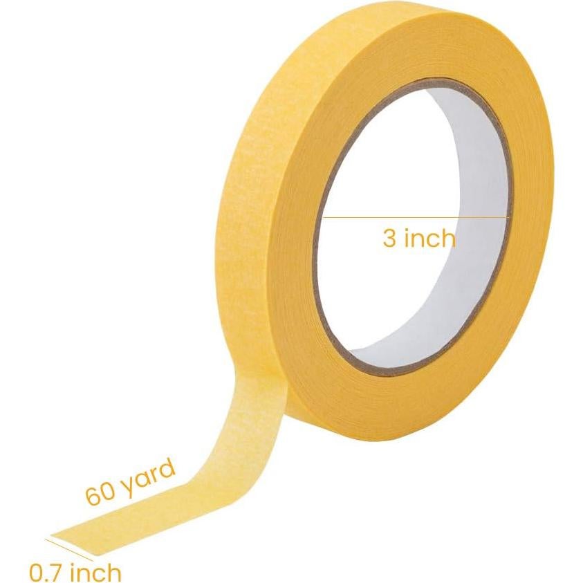 Cinta de Enmascarar Lichamp Amarilla 18mm x 50m - 10 Rollos