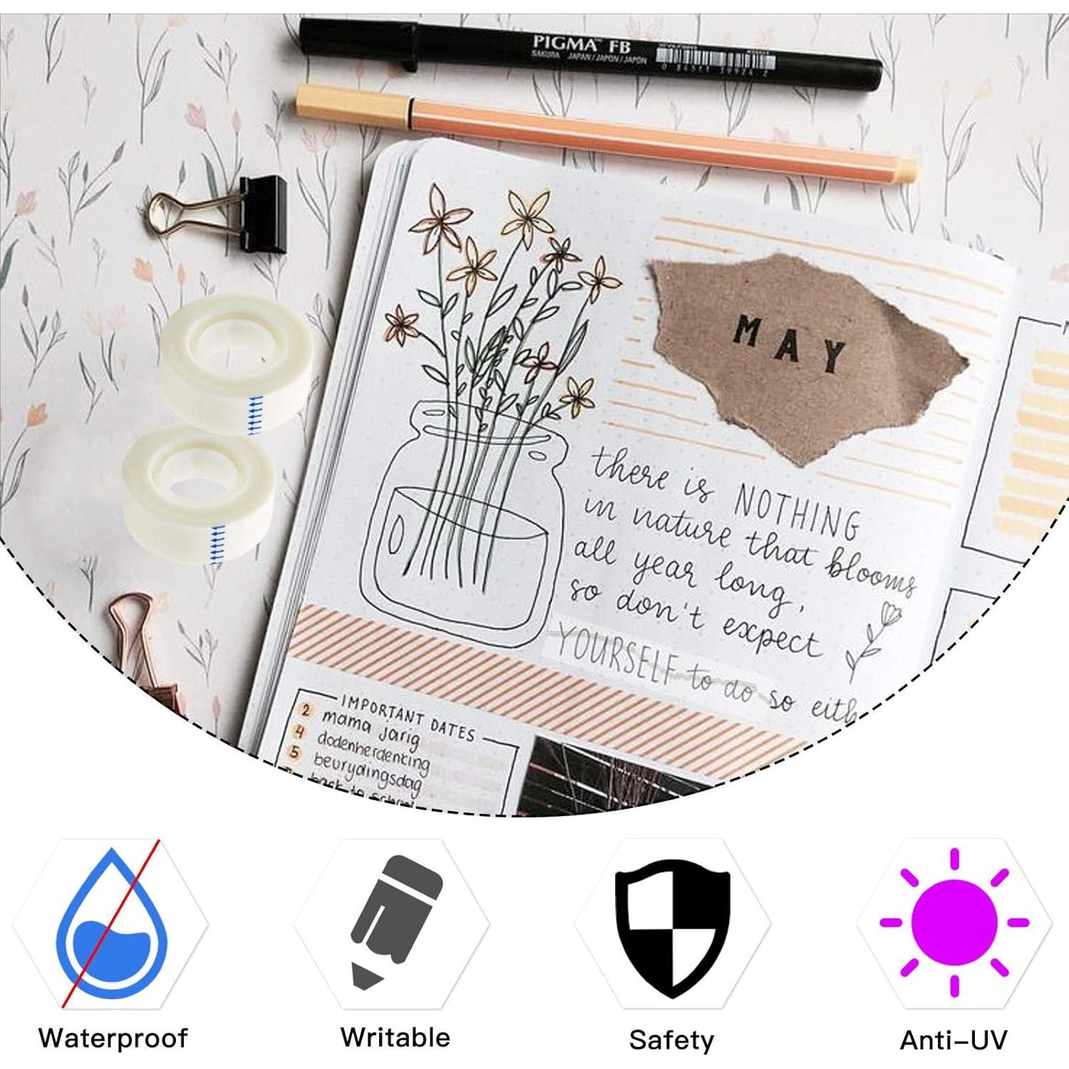 Cinta Adhesiva Mate OWLKELA 12 Rollos 1.8 cm x 254 cm