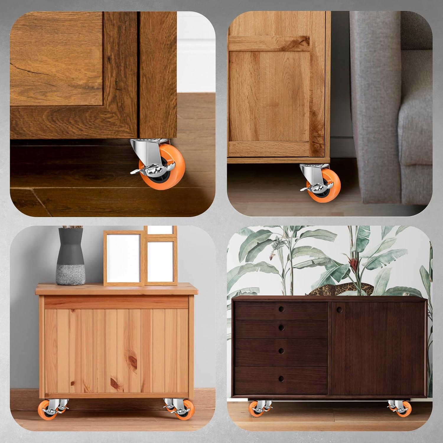 Ruedas de 5 cm ASHGOOB con freno lateral, 8 unidades