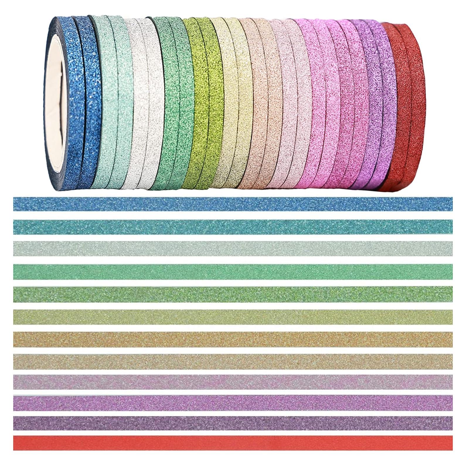 Conjunto Cinta Washi Brillante YUKUNTANG 24 Rollos 3mm x 120m