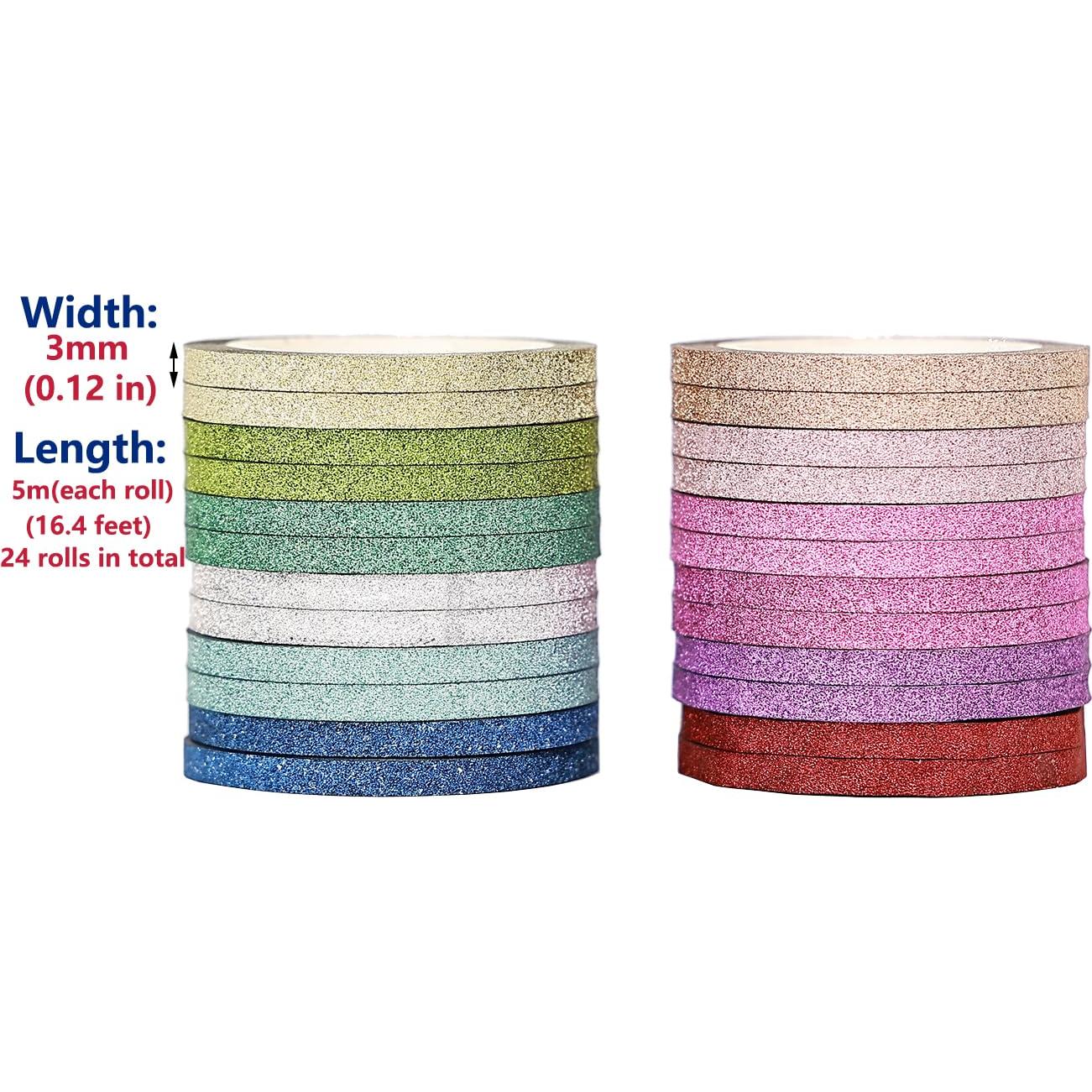Conjunto Cinta Washi Brillante YUKUNTANG 24 Rollos 3mm x 120m