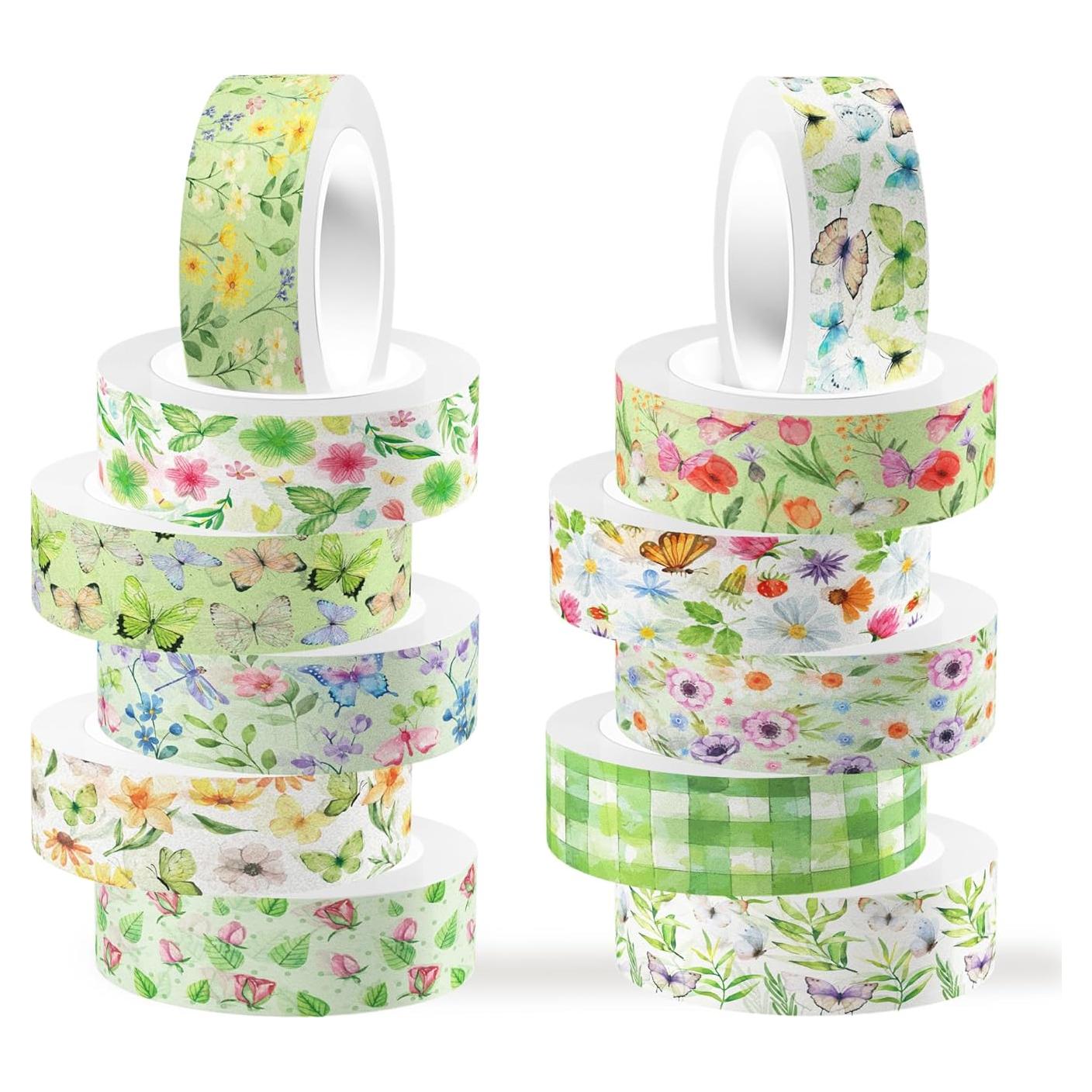 Conjunto de 12 Rollos de Cinta Washi Floral Adirasenotek 508 cm