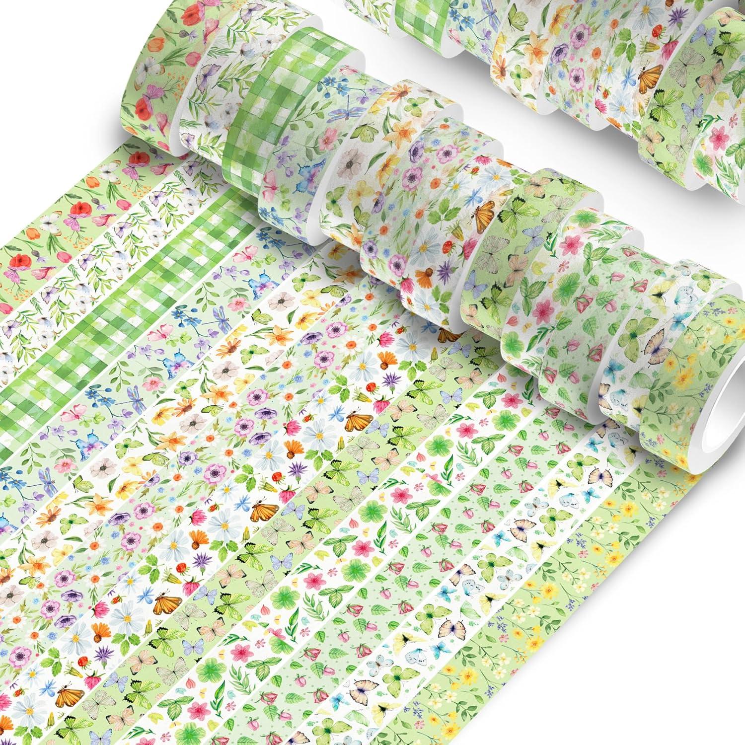 Conjunto de 12 Rollos de Cinta Washi Floral Adirasenotek 508 cm