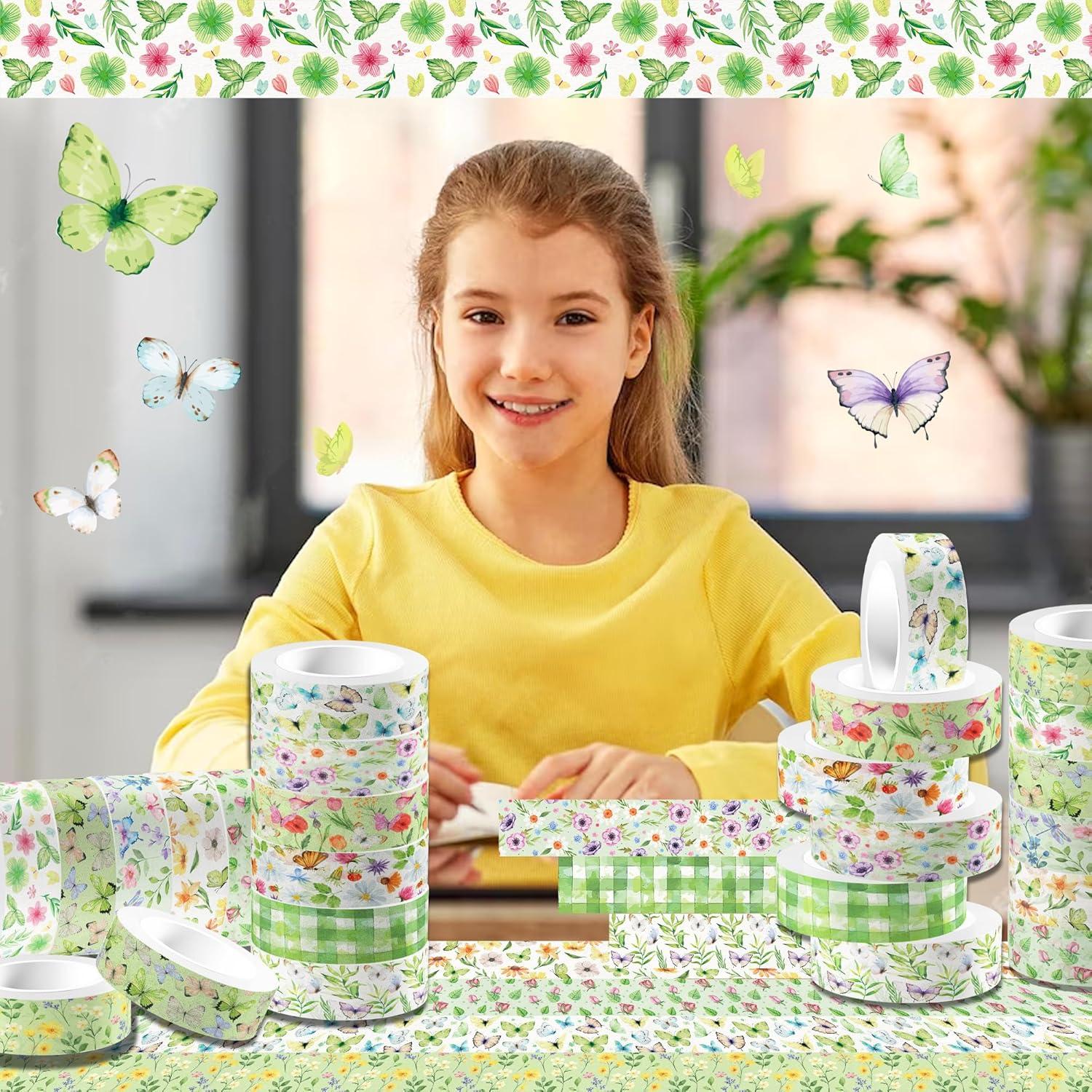 Conjunto de 12 Rollos de Cinta Washi Floral Adirasenotek 508 cm