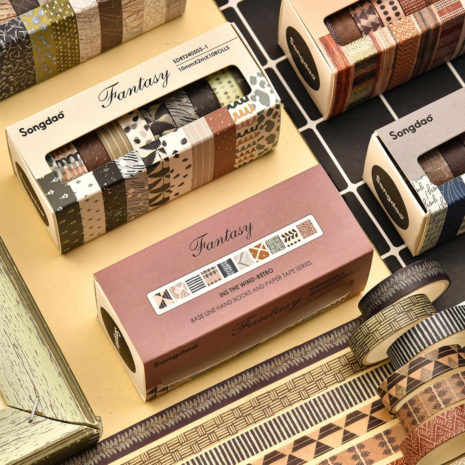 Juego de 10 Rollos de Cinta Washi Decorativa Songdao 2m x 10mm