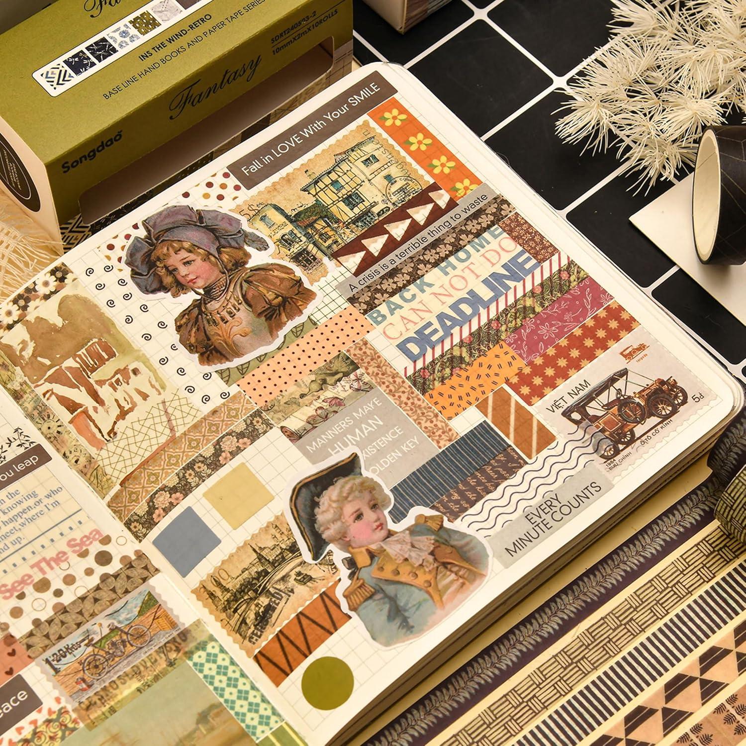 Juego de 10 Rollos de Cinta Washi Decorativa Songdao 2m x 10mm