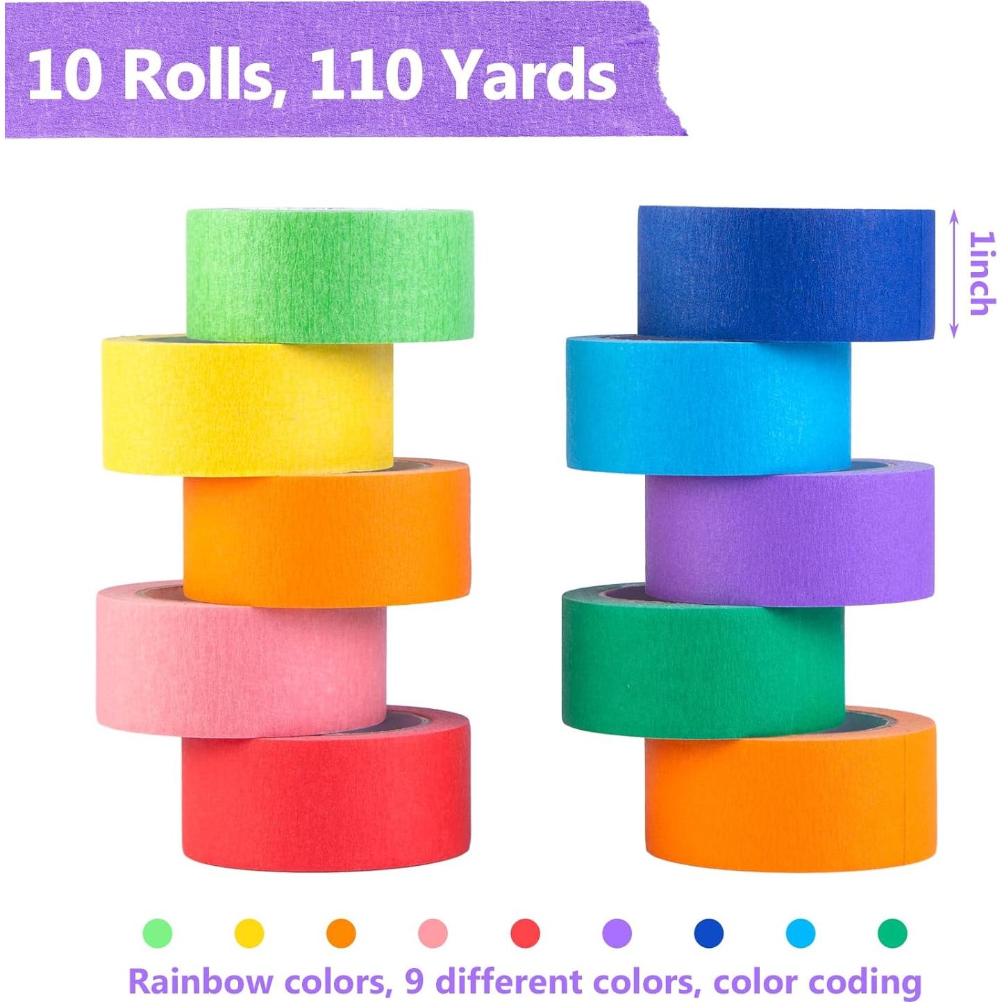 Cinta de Enmascarar Colorida SallyFashion - 10 Rollos 2.54cm x 10m