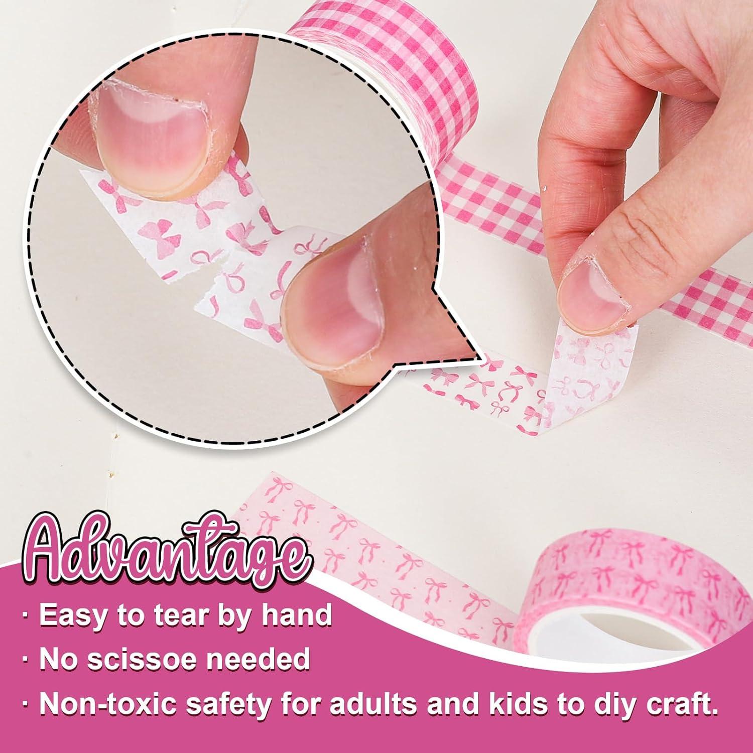 12 Rollos Cinta Washi Rosa FYSUIMU 1.5cm x 5m Decorativa