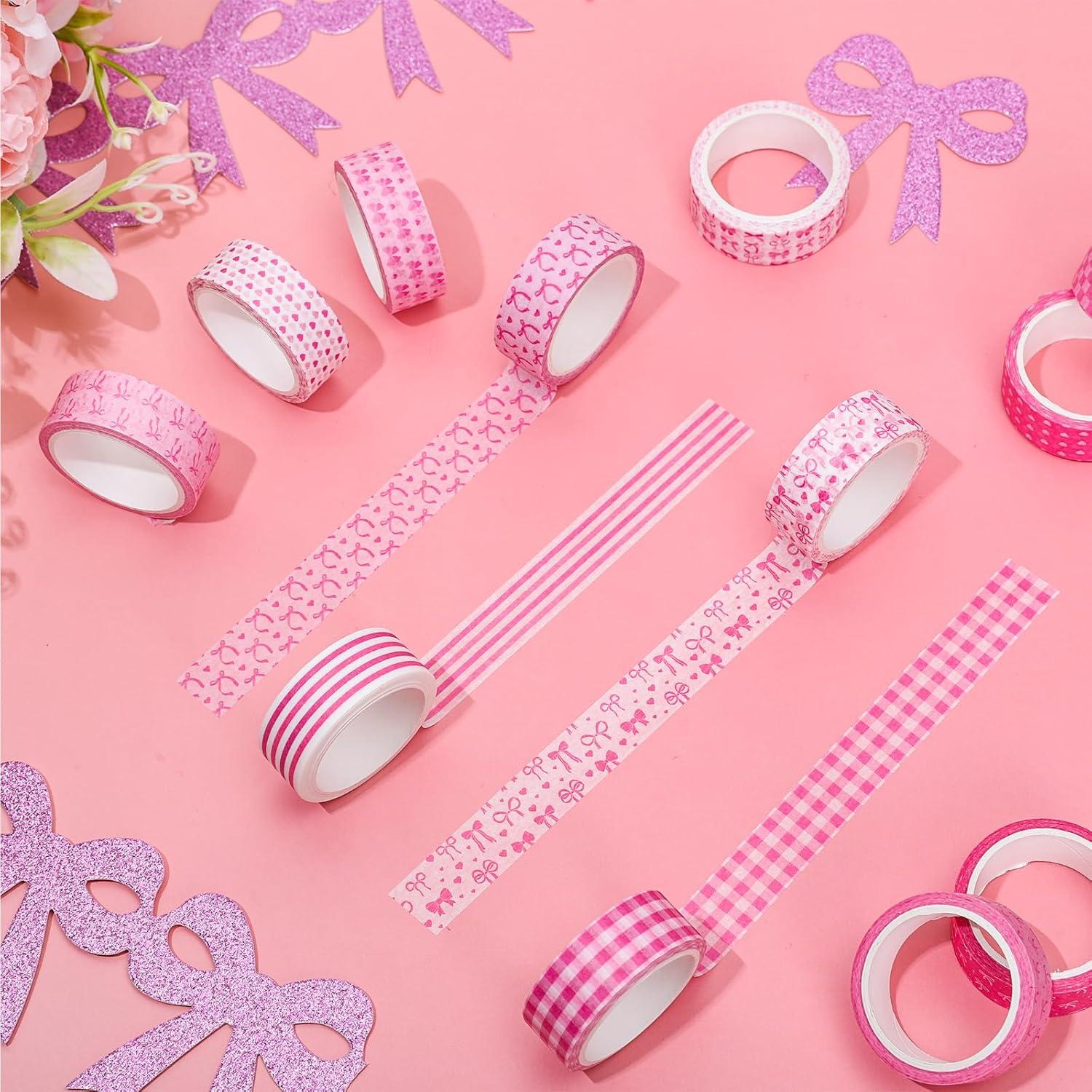 12 Rollos Cinta Washi Rosa FYSUIMU 1.5cm x 5m Decorativa