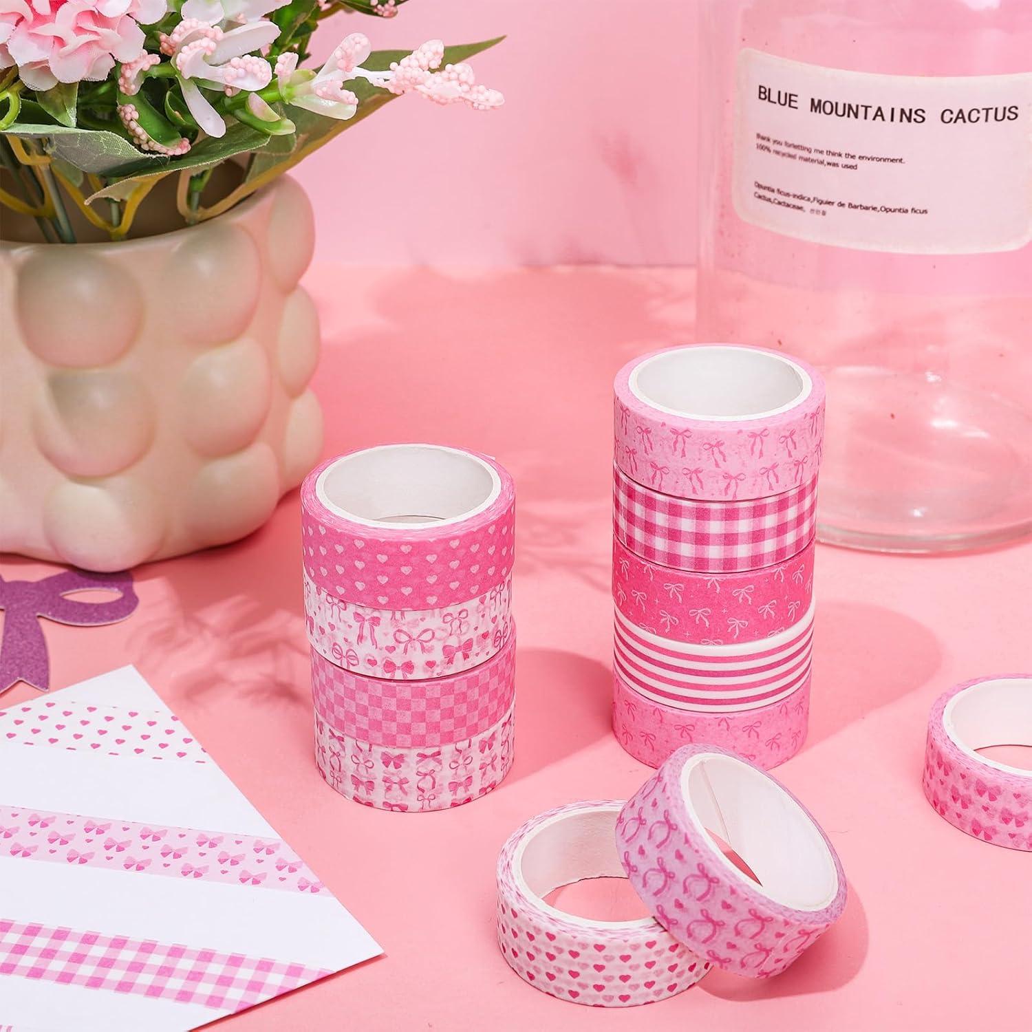 12 Rollos Cinta Washi Rosa FYSUIMU 1.5cm x 5m Decorativa