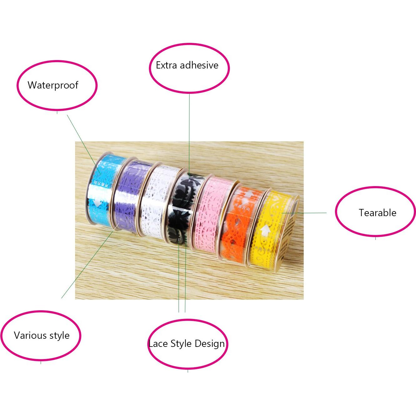 Cinta Washi Windspeed 5 Rollos Decorativa Encaje 100x1.8cm