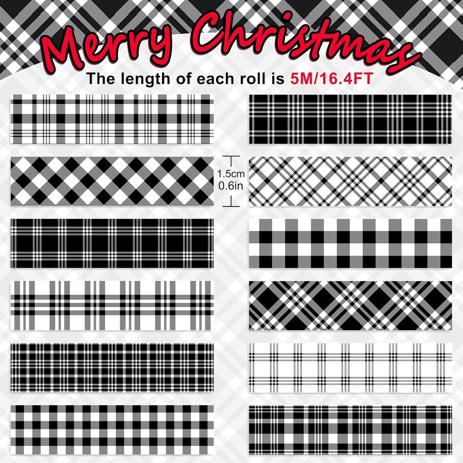 Cinta Washi Cuadros Buffalo Whaline 12 Rollos 5m x 1.5cm