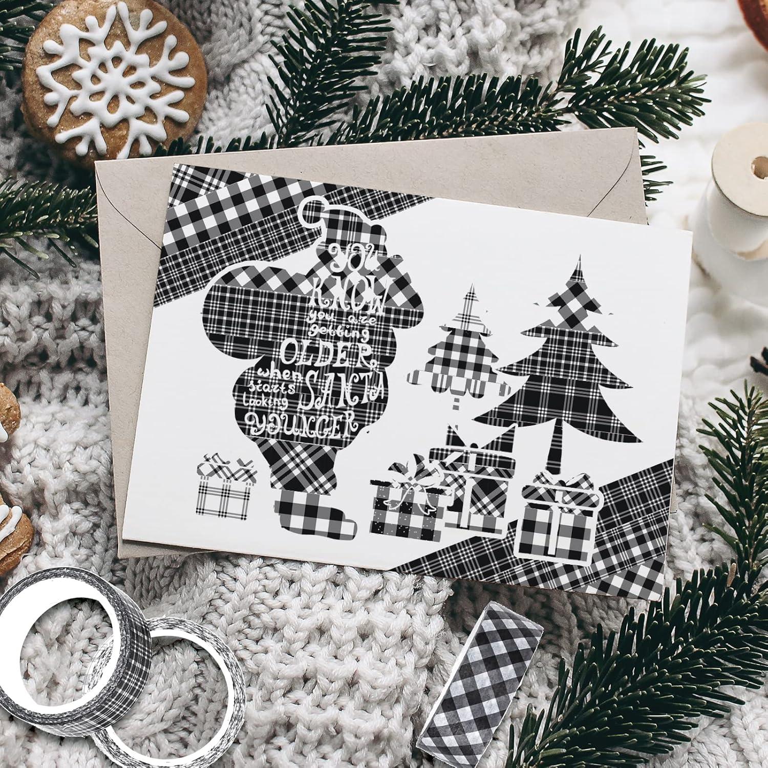 Cinta Washi Cuadros Buffalo Whaline 12 Rollos 5m x 1.5cm