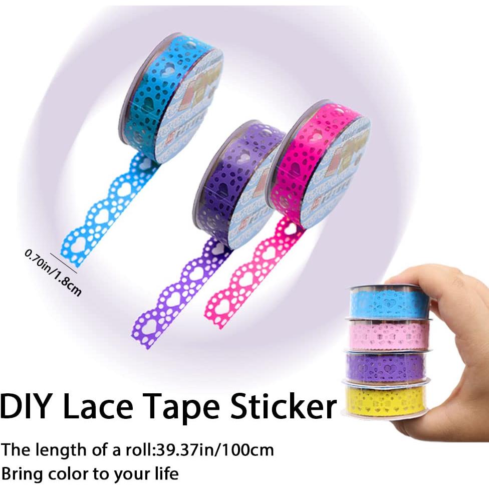 12 Rollos de Cinta Washi Encaje Colorido 16mm BangBoom