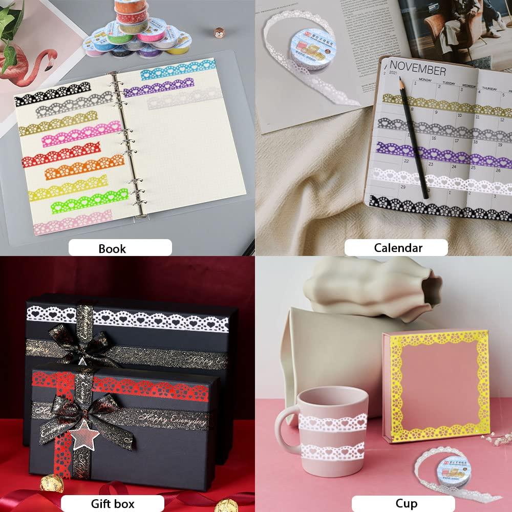 12 Rollos de Cinta Washi Encaje Colorido 16mm BangBoom