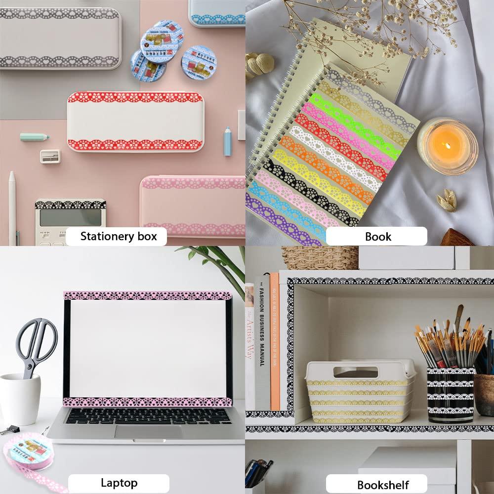 12 Rollos de Cinta Washi Encaje Colorido 16mm BangBoom