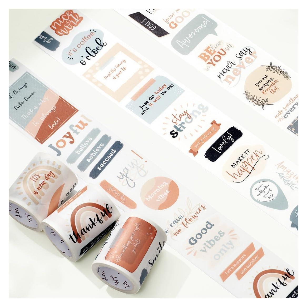 Conjunto de Etiquetas Washi Motivacionales WT - 3 Rollos 5m