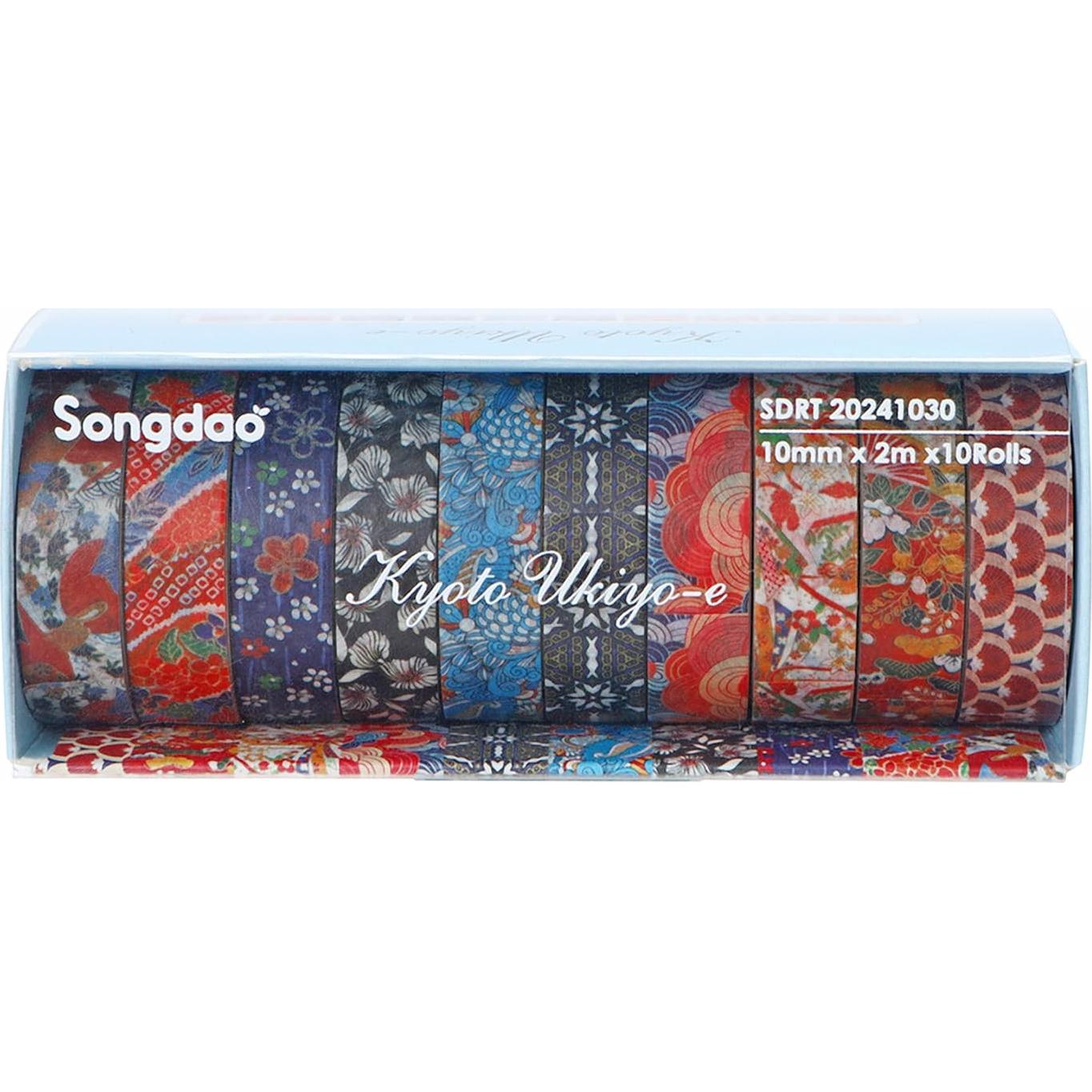 Set de 10 Rollos de Cinta Washi Ukiyo-e 10mm x 2m - Songdao