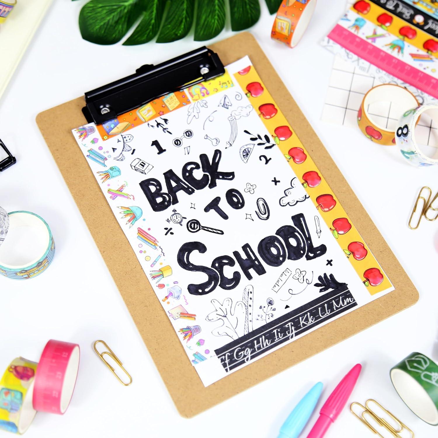 12 Rollos de Cinta Washi Escolar NIKOMIE 15mm x 3m Colorida