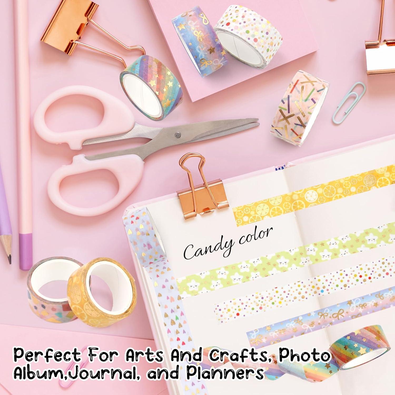 Juego de 12 Rollos de Cinta Washi Floral Dorada 15mm