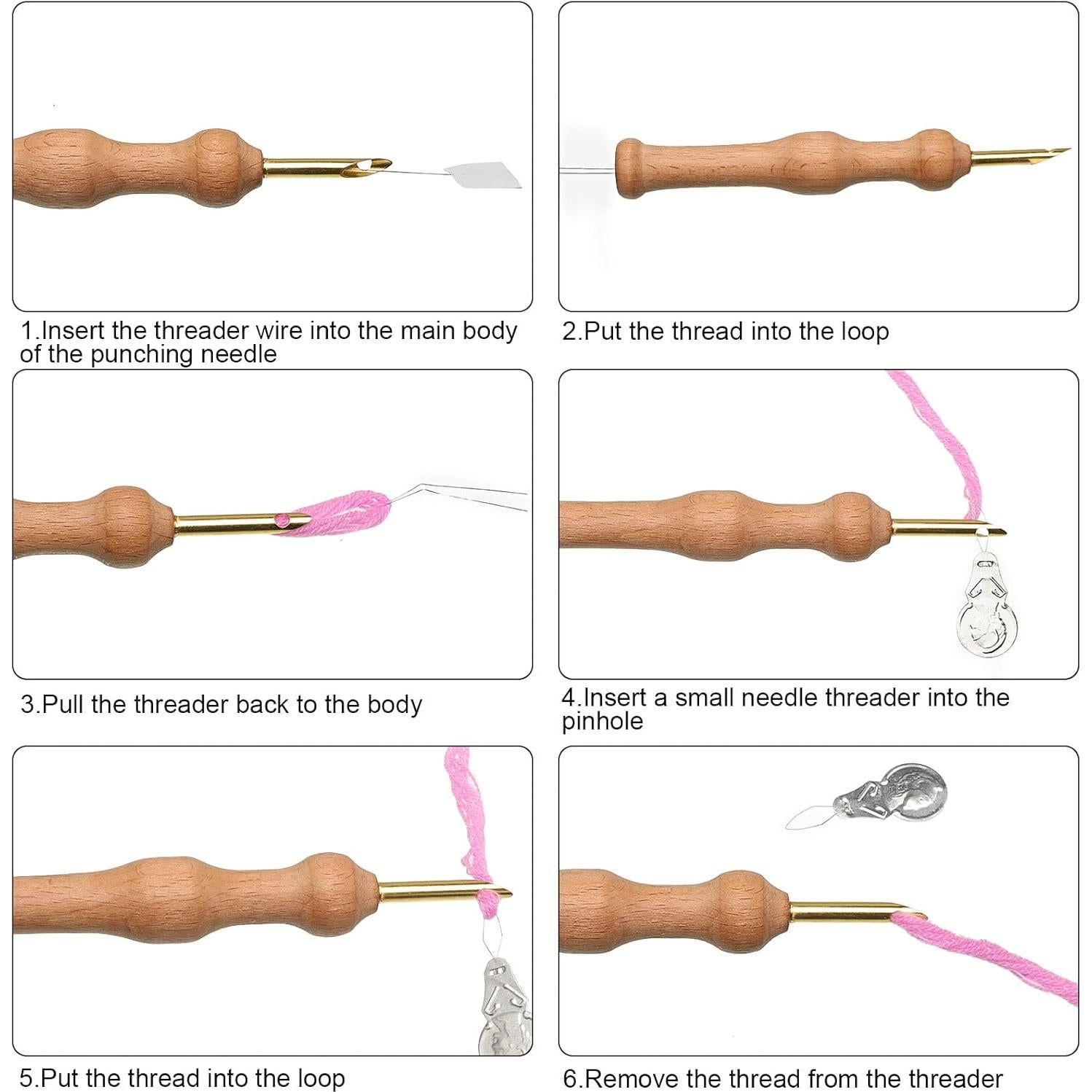 Kit de Agujas de Punch 17 Piezas WILLBOND con Mango de Madera
