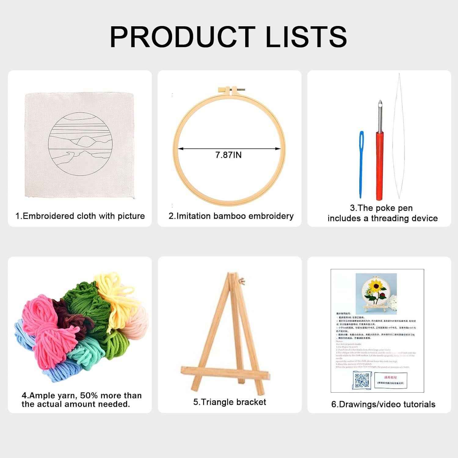 Kit de Punch Needle PYHIRRY Girasol para Principiantes - Completo