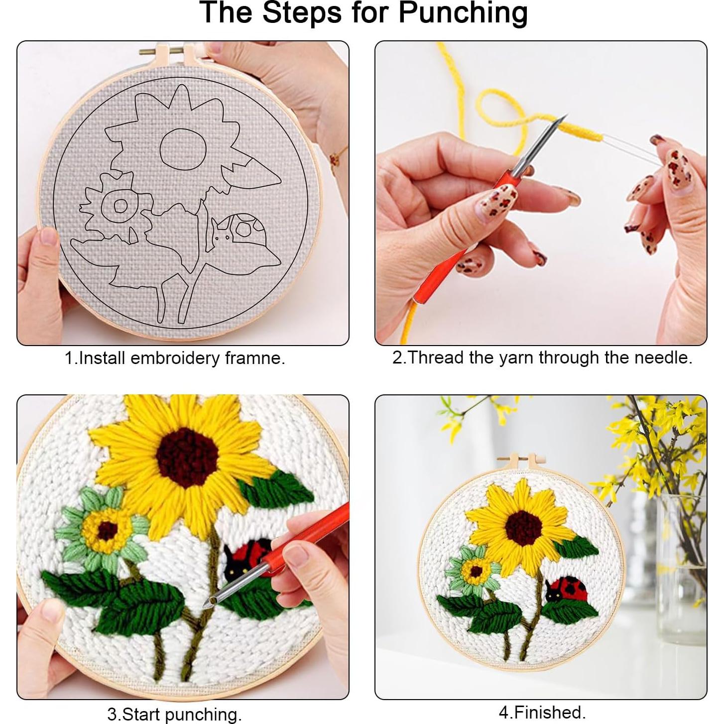 Kit de Punch Needle PYHIRRY Girasol para Principiantes - Completo