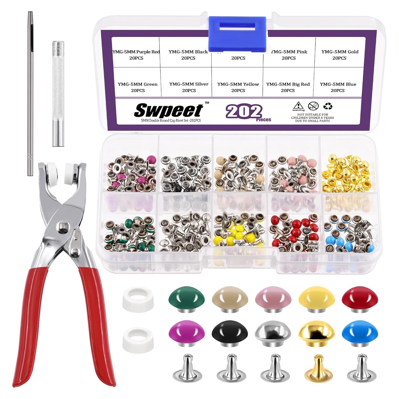 Kit de Remaches de Cuero Swpeet 405Pcs 5mm 10 Colores