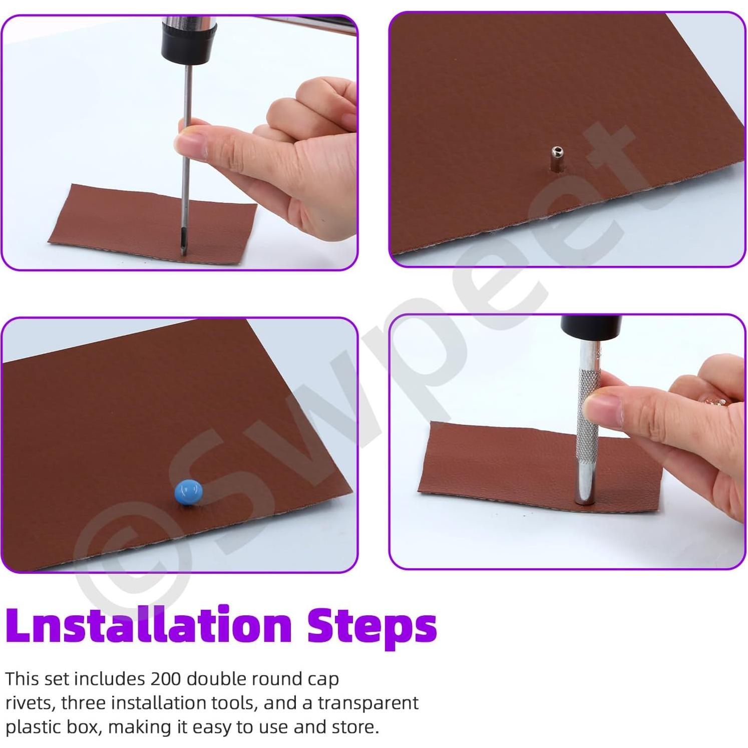 Kit de Remaches de Cuero Swpeet 405Pcs 5mm 10 Colores