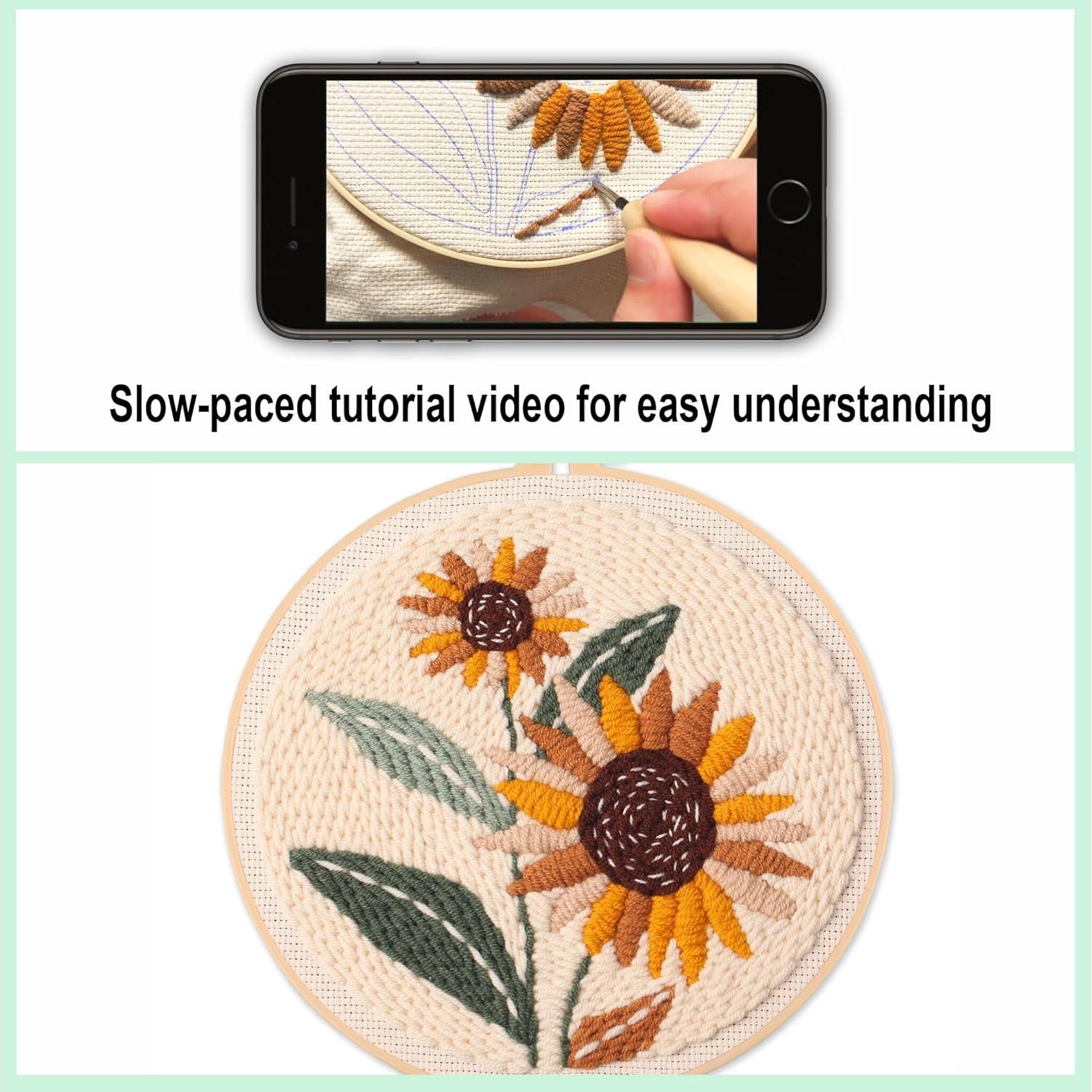 Kit de Bordado Punch Needle Myfelicity Girasol para Principiantes