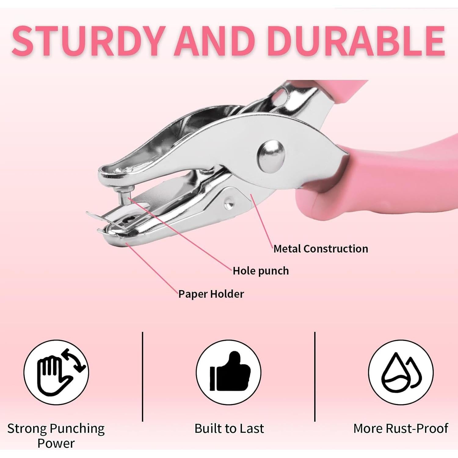 Perforadora de Papel NIUBIER Rosa 2 Piezas 1/4" y 1/8"