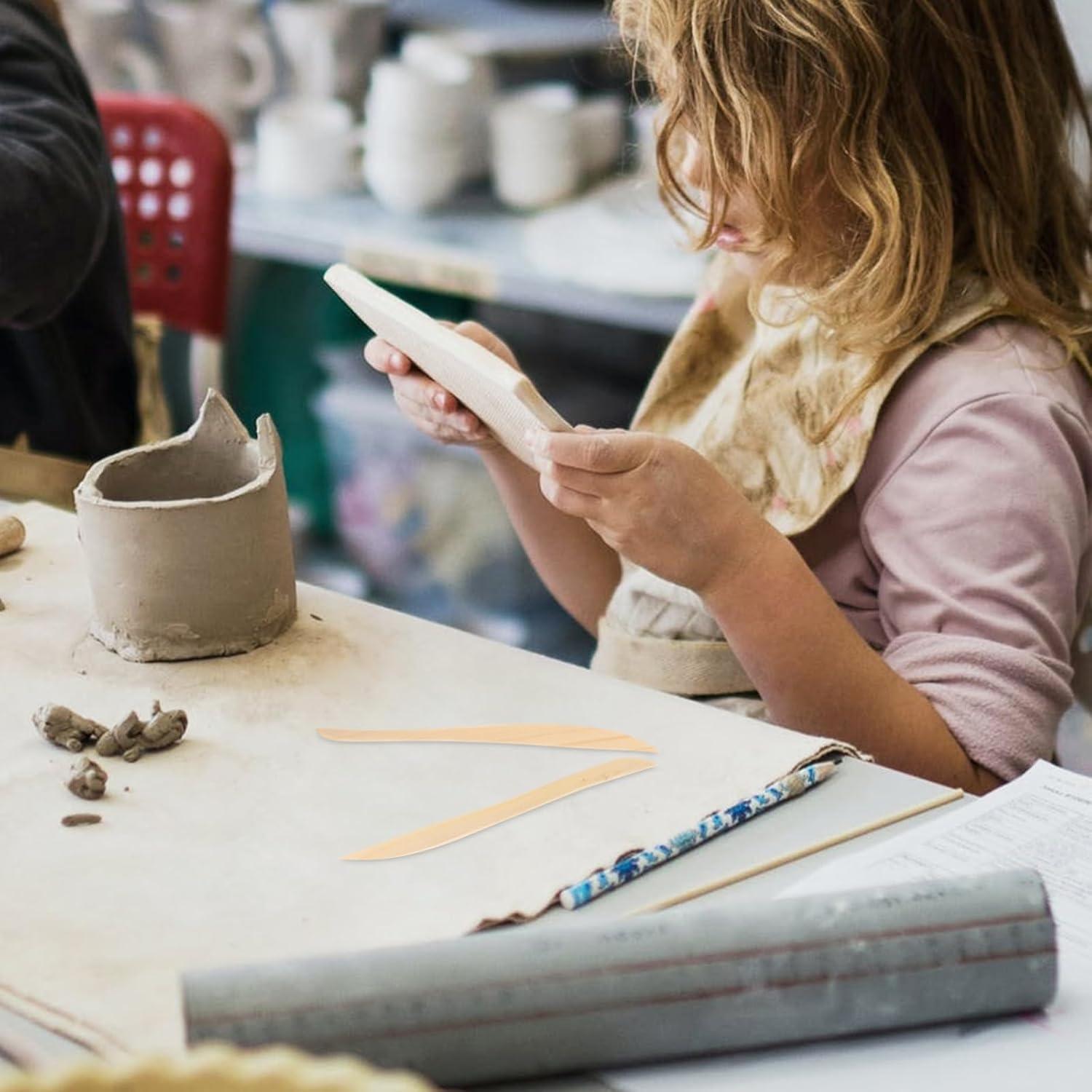 Kit de Escultura de Arcilla TEHAUX 30 Piezas Madera Doble Cara