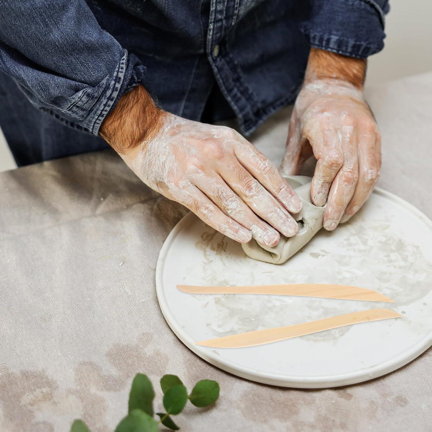 Kit de Escultura de Arcilla TEHAUX 30 Piezas Madera Doble Cara