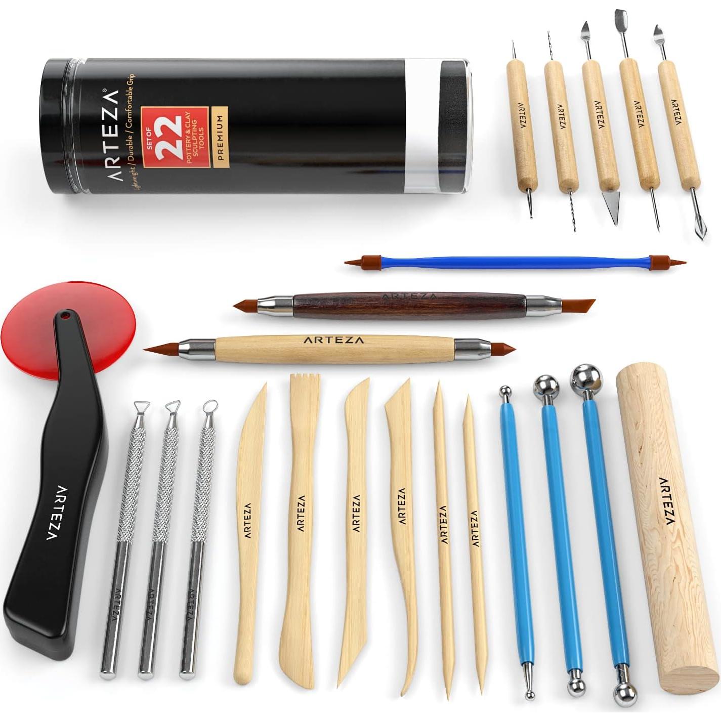 Set de Escultura de 22 Piezas ARTEZA para Cerámica y Arcilla