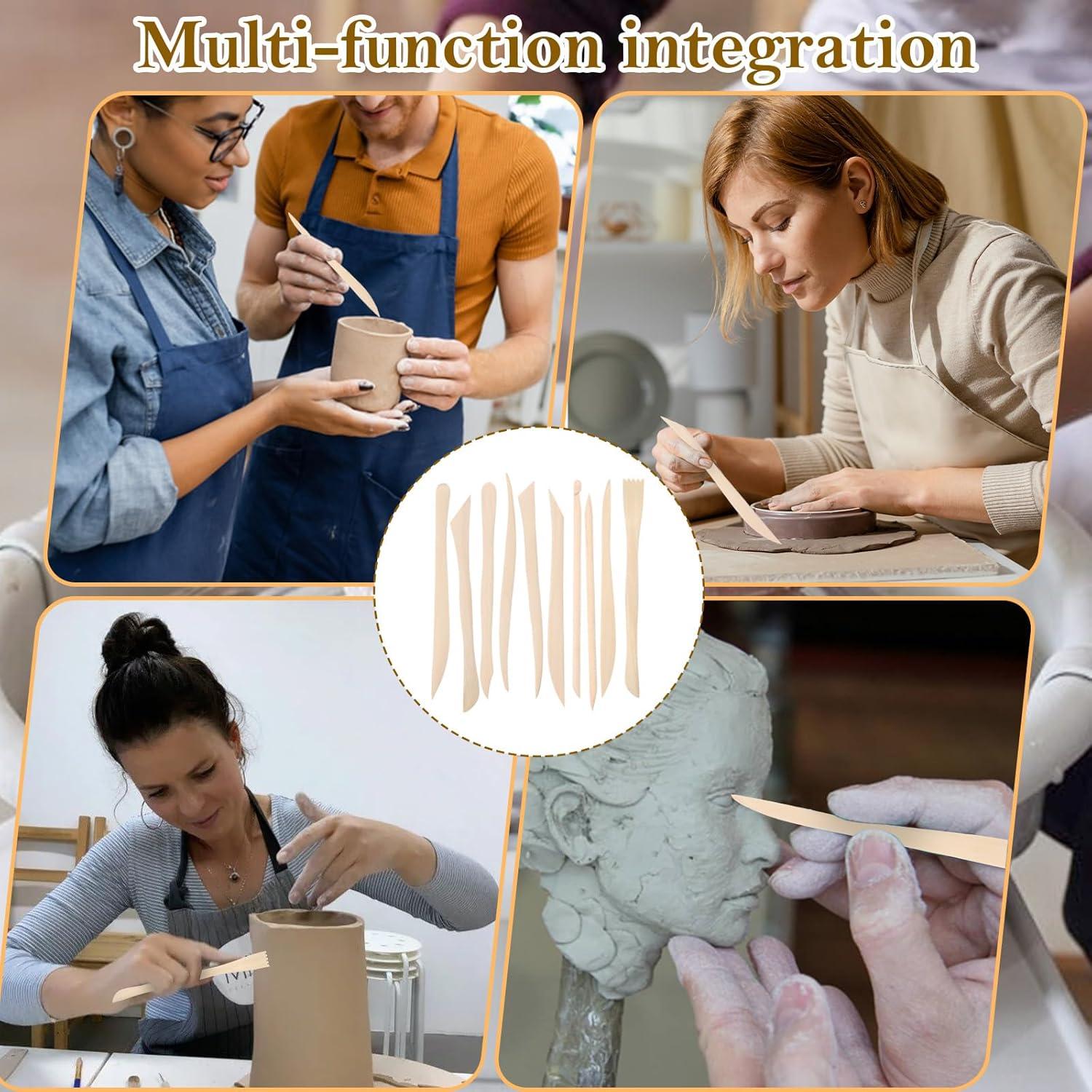 10 Herramientas de Escultura de Arcilla de Madera DIVINA VITAE 15.8 cm