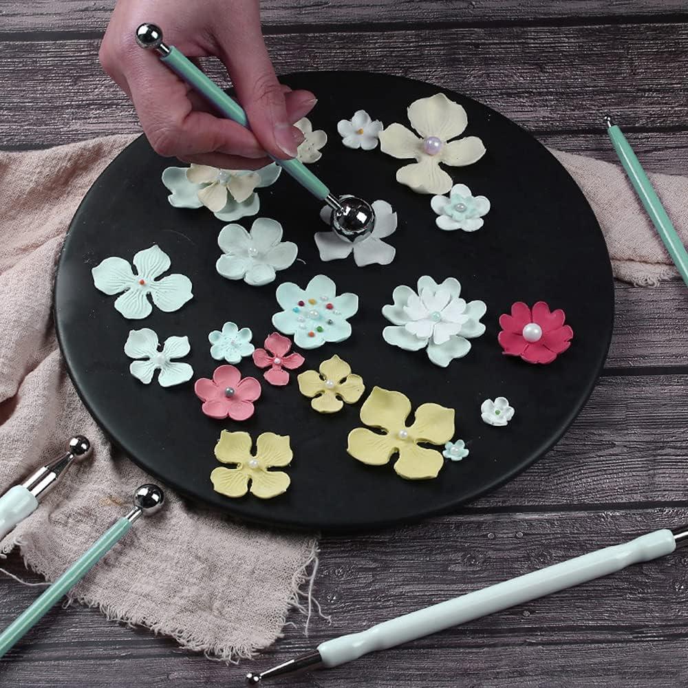 Juego de 4 Herramientas de Modelado de Flores Verde - Acero Inoxidable