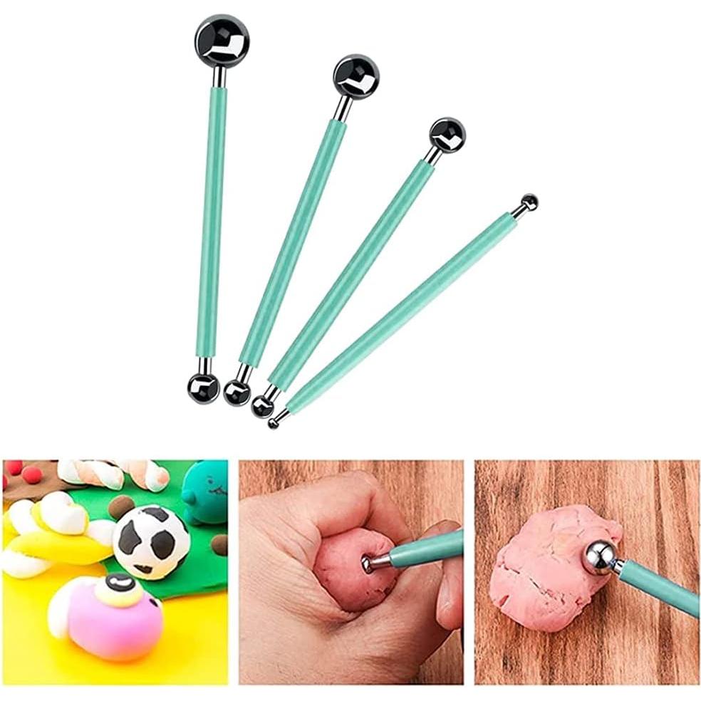 Juego de 4 Herramientas de Modelado de Flores Verde - Acero Inoxidable