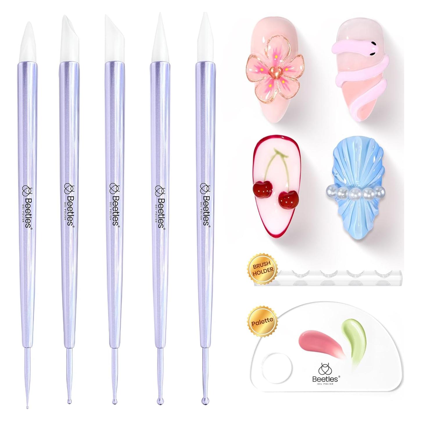 Juego de 5 Herramientas de Uñas Gelab - Silicona y Punteo